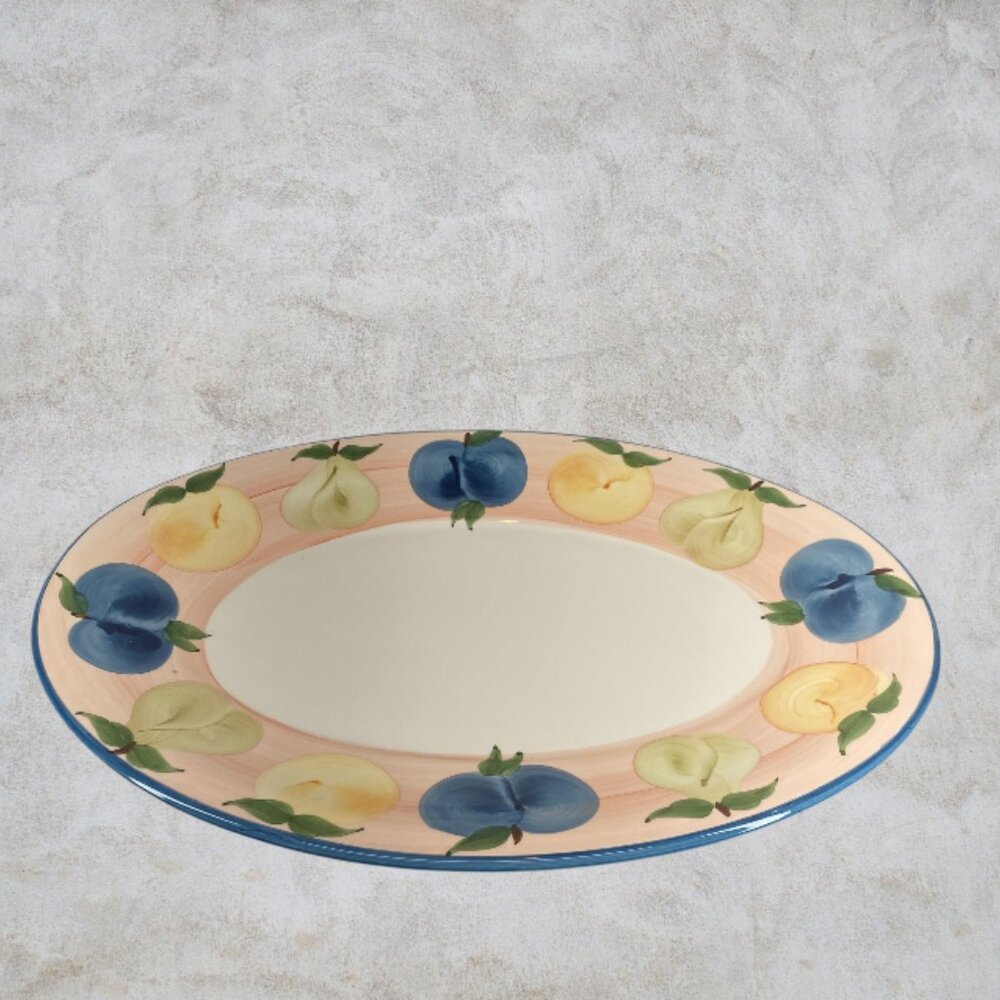 A. SANTOS PORTUGAL -- Large Oval Serving Platter, Hand Painted, Fruit, Vintage - Picture 2 of 9